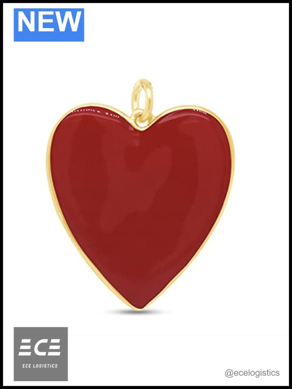 14k Yellow Gold Plated 925 Sterling Silver Heart Enamel Pendant